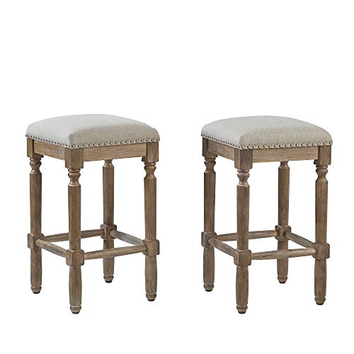 Ball & Cast Counter Height Barstool Upholstered Counter Stool Weathered Oak Finish 2-Pack 26