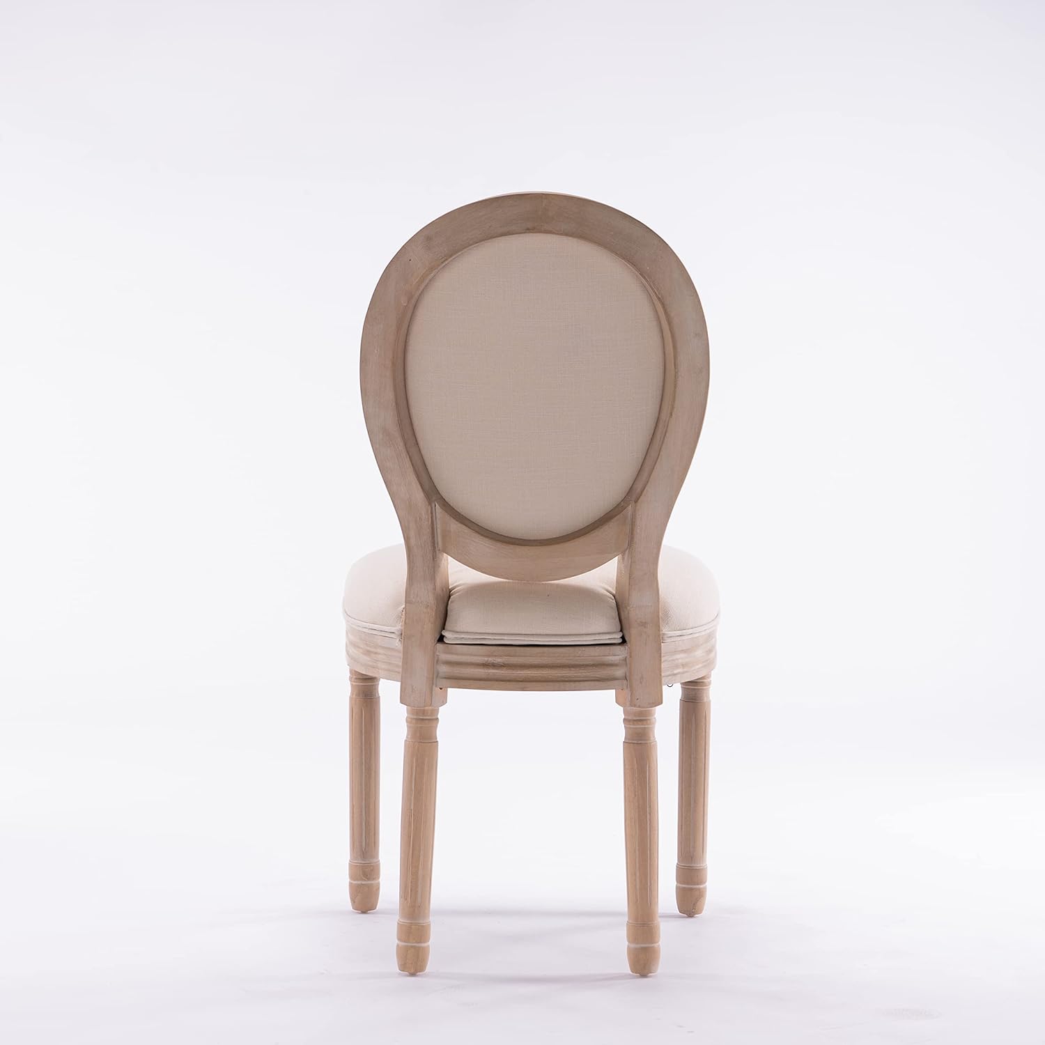 GIA French Style Dining Chairs with Linen Fabric Oval Back and Wood Frame, Set of 2, Beige