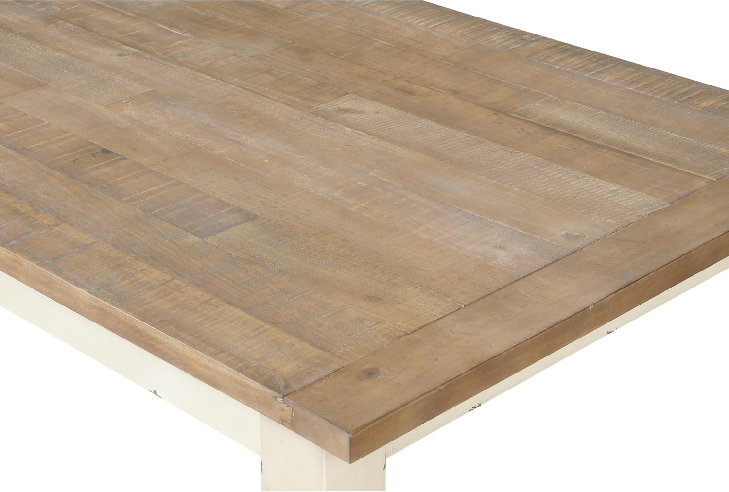 Prato Antique White and Distressed Oak Two-tone Finish Wood Dining Table