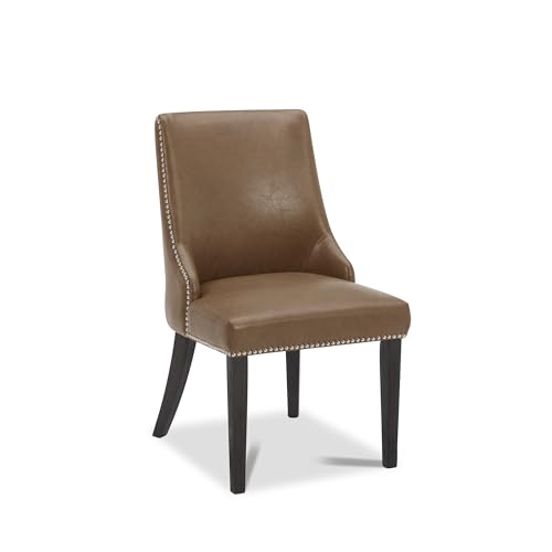 CHITA Farmhouse Dining Chairs with Nailhead Trim, Fabric High Back upholstered Chairs, Dining Room Chairs Set of 2,Dark Grey