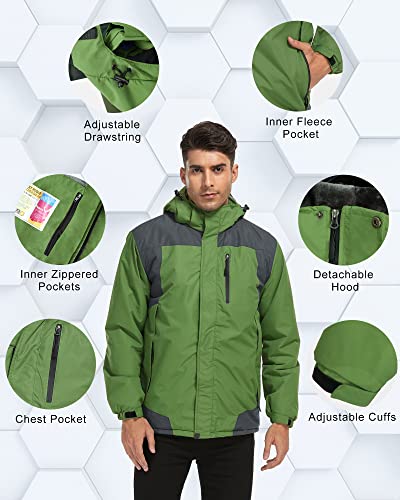 HDL Men's Winter Waterproof Ski Snow Jacket Winter Windproof Rain Jacket