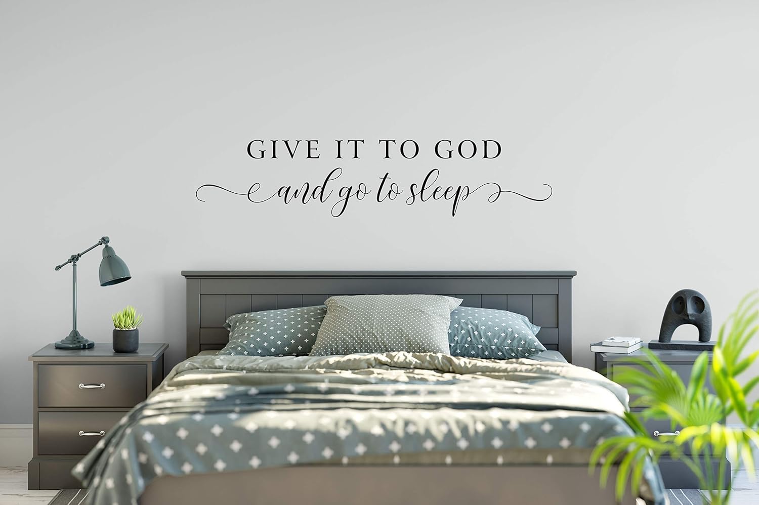 Give it to God and Go to Sleep Decal Wall Words Vinyl Lettering Bedroom Decor Room quote Vinyl Wall Decal