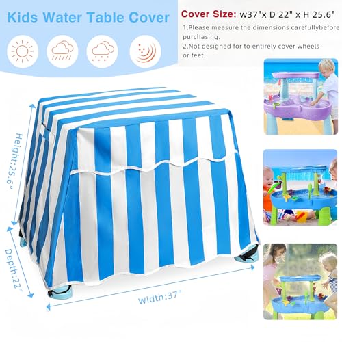 Kids Water Table Cover Fit Step 2 Water Table, 600D Waterproof Dust Proof Anti-UV Sand & Water Play Table Outdoor Patio Toys Cover for Toddlers, Cover Only (Blue)