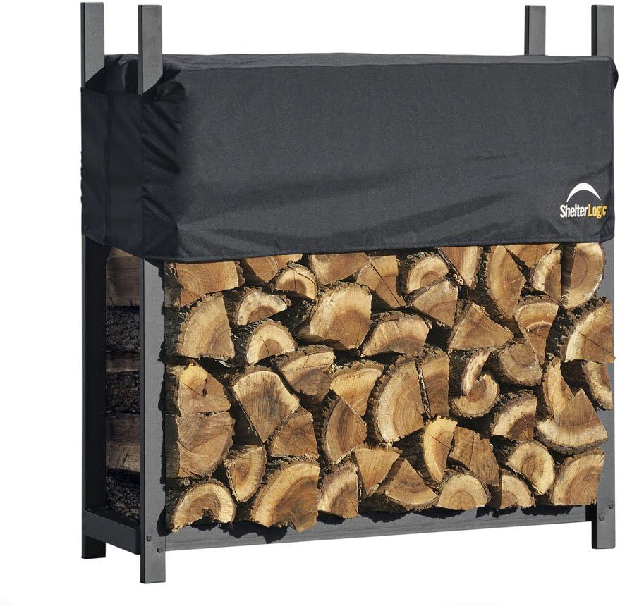 ShelterLogic 4' Ultra-Duty Firewood Rack-in-a-Box Wood Storage with Premium Steel Frame and Adjustable Water-Resistant Cover