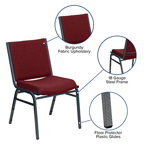 EMMA + OLIVER Heavy Duty Burgundy Patterned Fabric Stack Chair