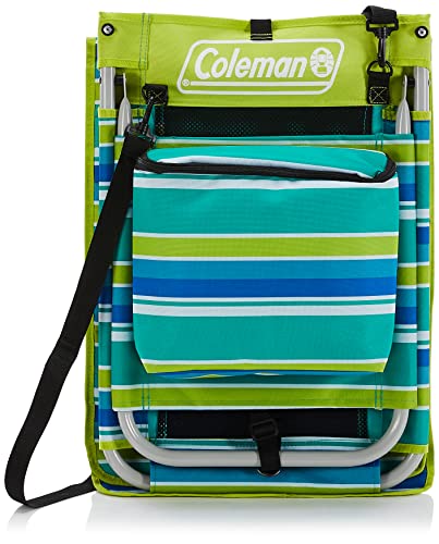 Coleman Utopia Breeze Reclining Beach Mat with Built-in Cooler, Foldable Beach Mat with Mesh Back and Shoulder Straps for Beach, Pool, Picnic or Backyard Relaxation