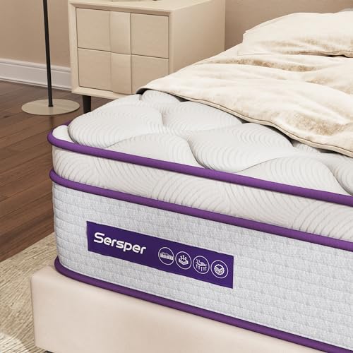 Sersper Full Size Mattress - 10 Inch Hybrid Mattress with Memory Foam & Heavier Coils - Ergonomic Design for Pressure Relief - Medium Firm Feel - CertiPUR-US Certified