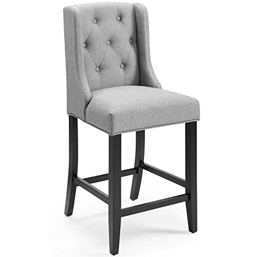 Modway Baronet Tufted Button Fabric Bar Stool, Beige