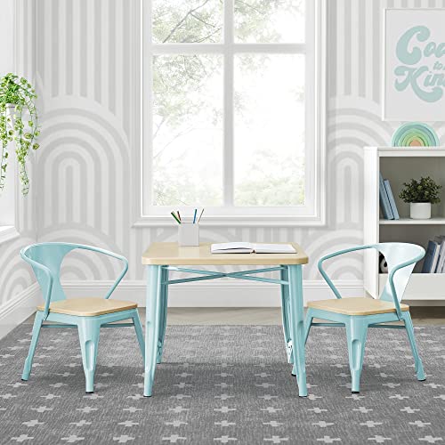 Delta Children Bistro Kids Play Table + Bistro 2-Piece Chair Set (Bundle), Black Metal/Grey Barnboard