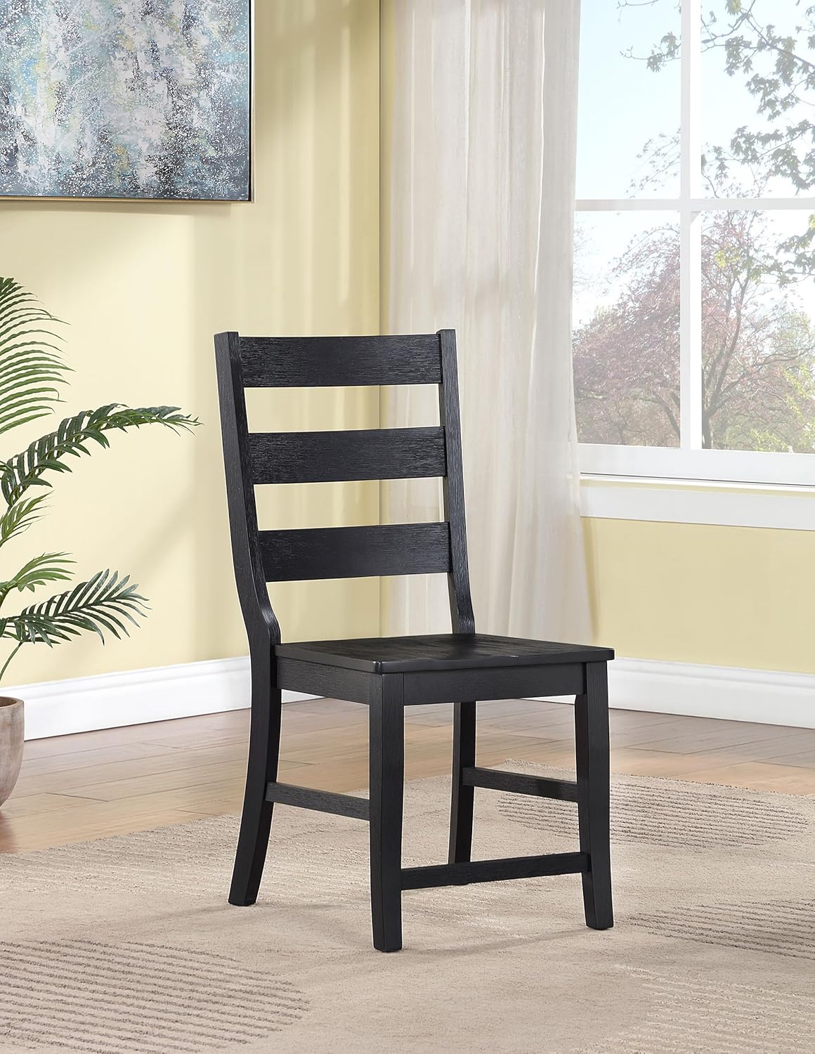 Coaster Home Furnishings Newport Ladder Back Dining Side Chair Black (Set of 2)