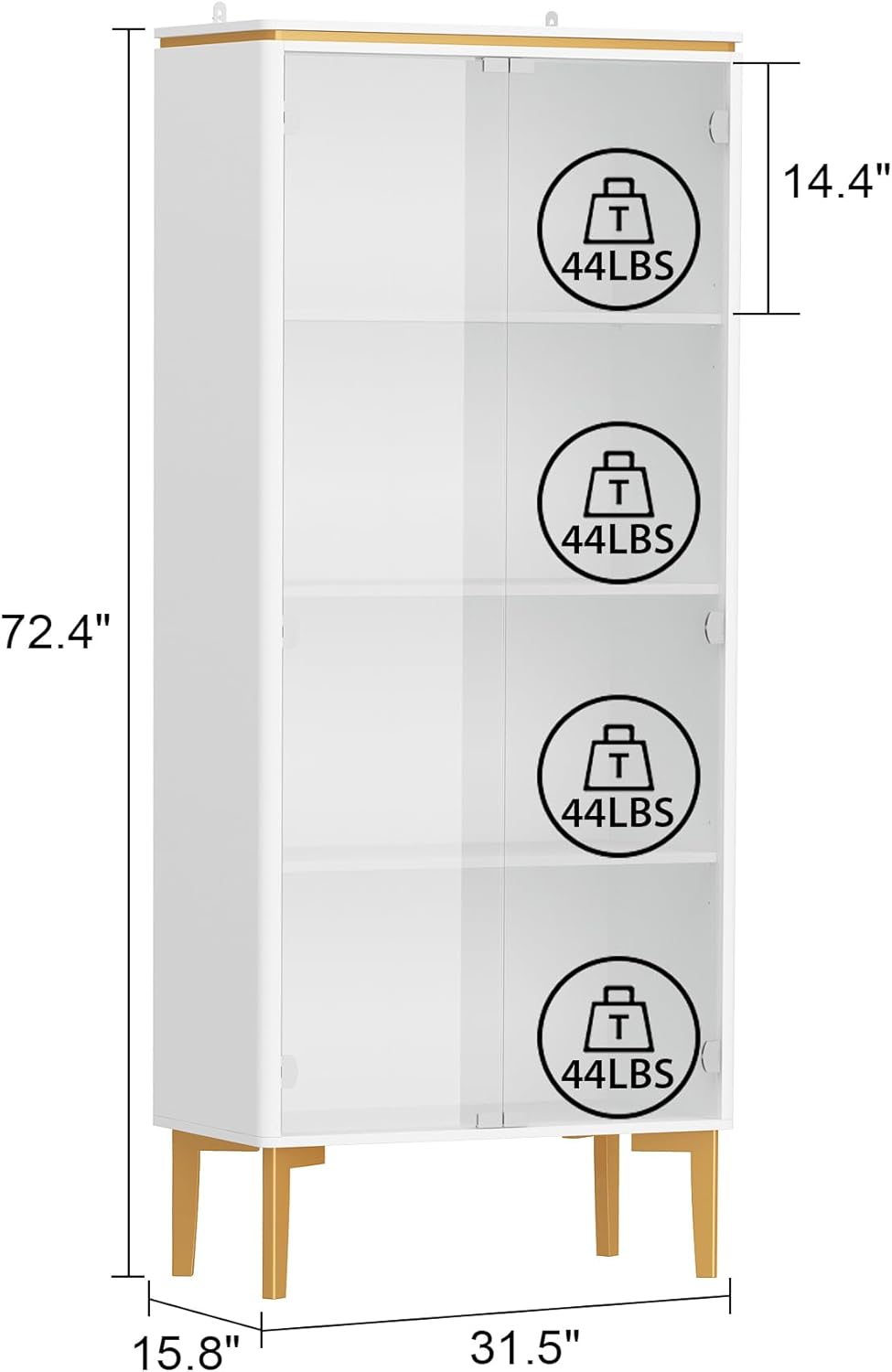 Homsee Kitchen Pantry Storage Cabinet with Glass Doors, 72.4
