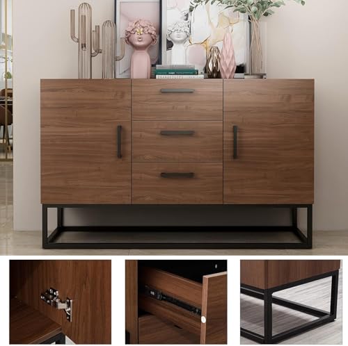 CANMOV Sideboard Storage Cabinet, Modern Coffee Bar Cabinet with Shelves & 2 Doors, Buffet Cabinet with Storage for Kitchen, Dining Room, White