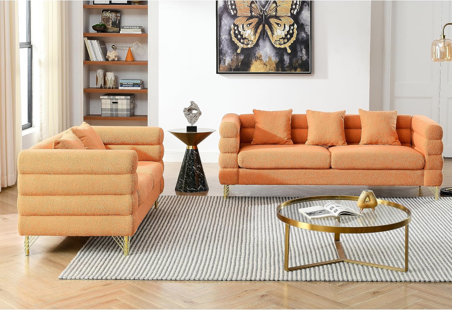 3-seater + 2-seater Combination sofa.ORANGE teddy