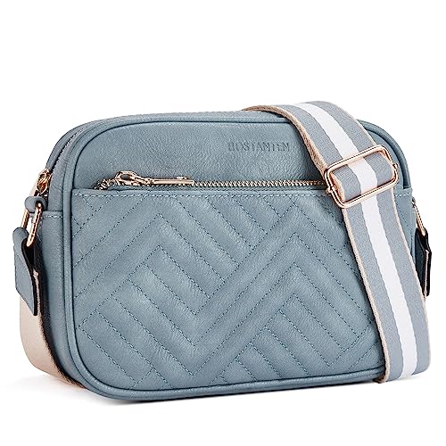 BOSTANTEN Quilted Crossbody Bags for Women Vegan Leather Purses Small Shoulder Handbags with Wide Strap