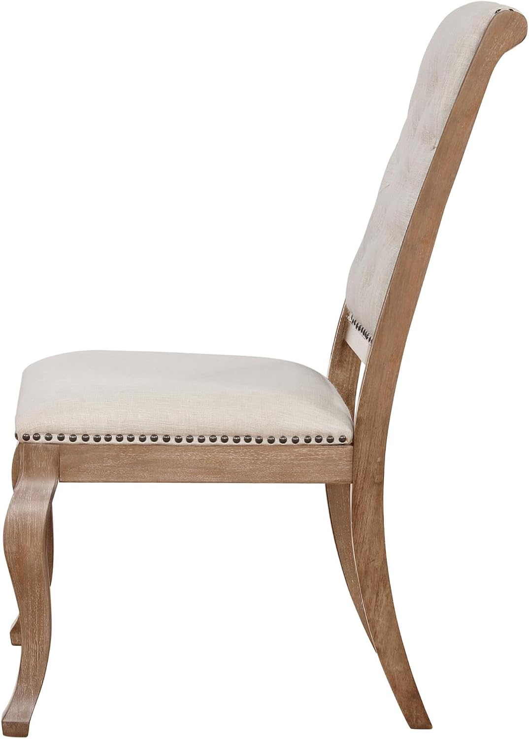 Cream and Barley Brown Tufted Back Dining Chair (Set of 2)