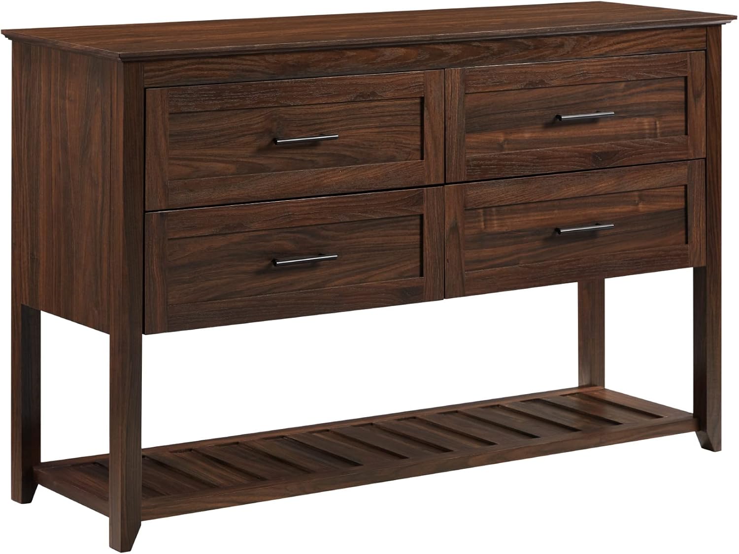 Walker Edison Luna Modern 4-Drawer Buffet with Lower Shelf, 54 Inch, Dark Walnut
