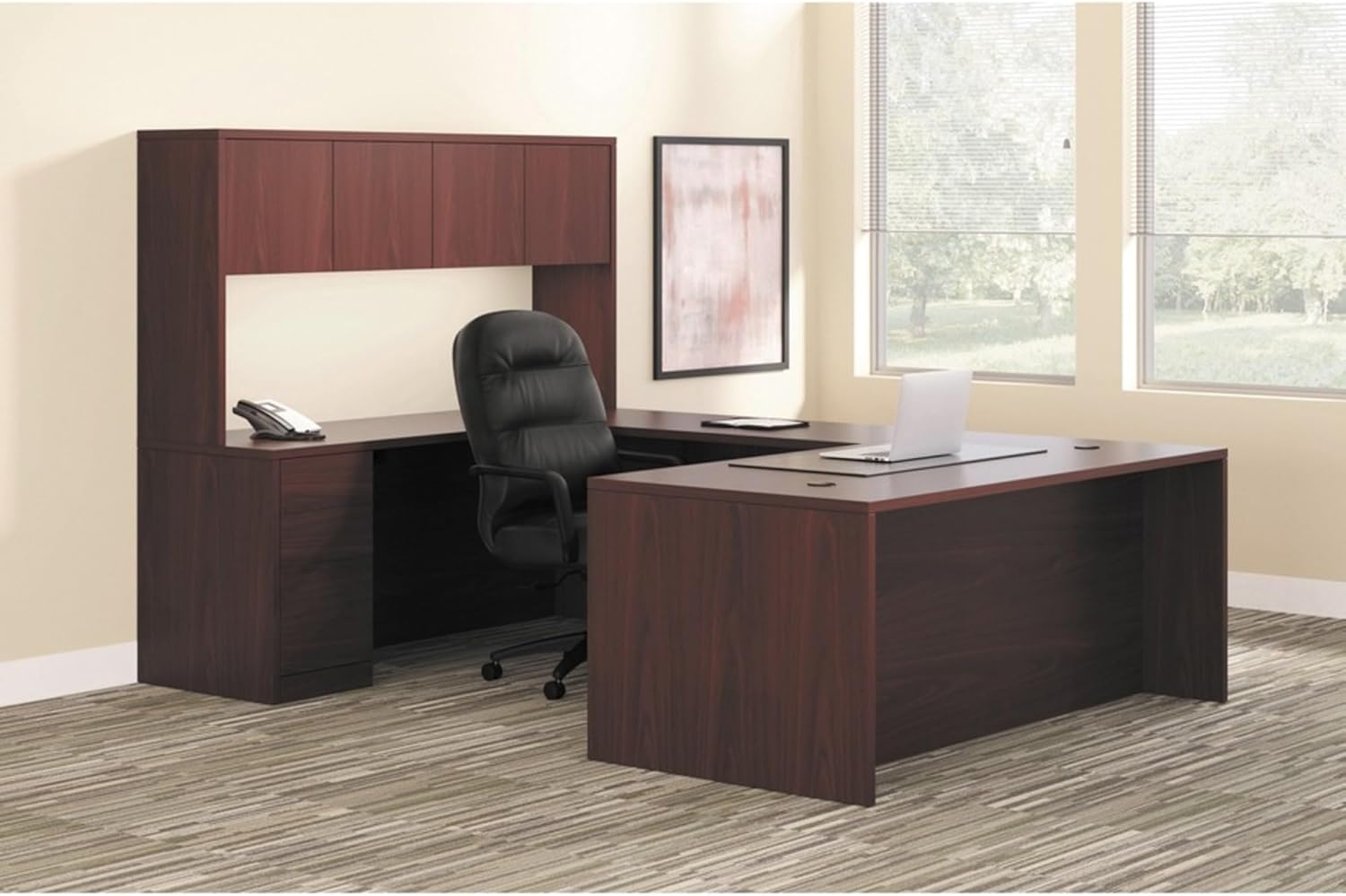 HON 10500 72 by 24 by 29-1/2-Inch 3/4 Right Pedestal Credenza, Mahogany Frame/Top