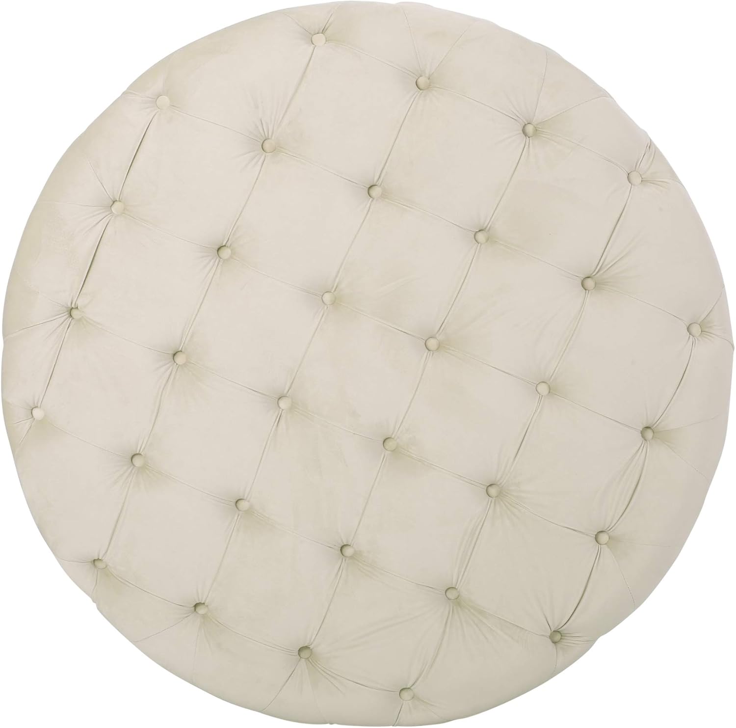 Christopher Knight Home Sabina Round Tufted Velvet Ottoman, Beige