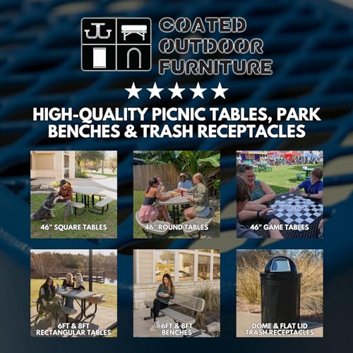 Coated Outdoor Furniture Heavy-Duty Portable ADA-Compliant Outdoor Picnic Table with Umbrella Hole, Punched Steel Patio Dining Furniture Made in America (46