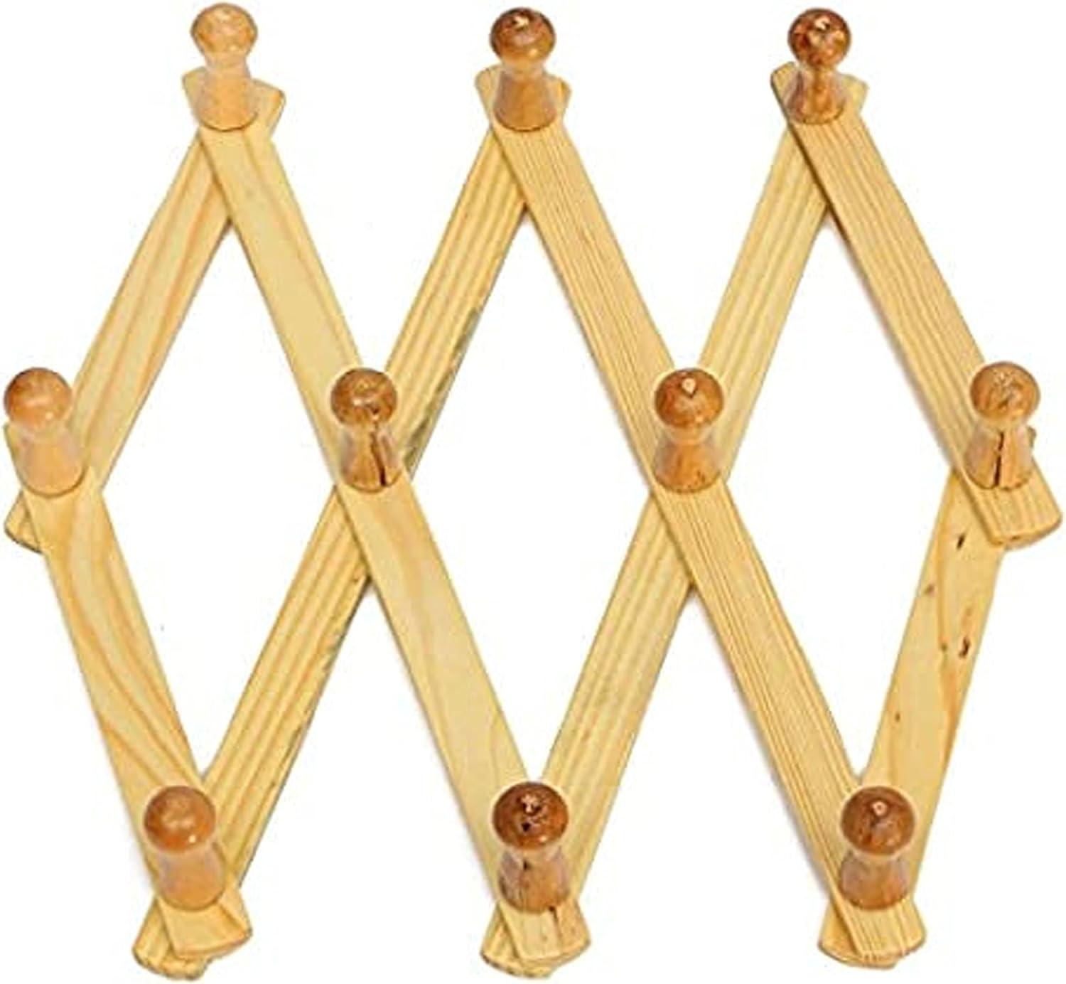 2 Wooden Expandable Hanger Accordion Coat Rack Wall Mounted Hats Mugs Coats Hook