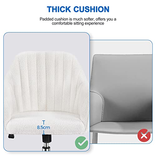 Topeakmart Home Office Chair Adjustable Upholstered Desk Chair Modern Mid Back Chairs Tufted Velvet Fabric Computer Desk Chair Swivel Adjustable Accen Task Chair Computer Desk Stools Gray