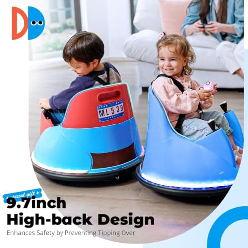 Zupapa 12V Bumper Car for Kids Toddler 1.5-6 Years with Remote Control Bluetooth Music 3 Speed DIY License Plate Electric Ride on Toys (Sky Blue)