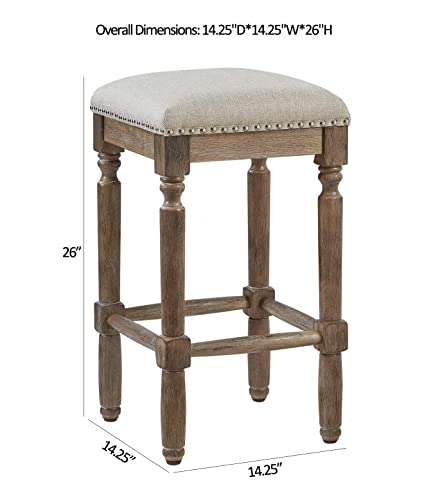 Ball & Cast Counter Height Barstool Upholstered Counter Stool Weathered Oak Finish 2-Pack 26