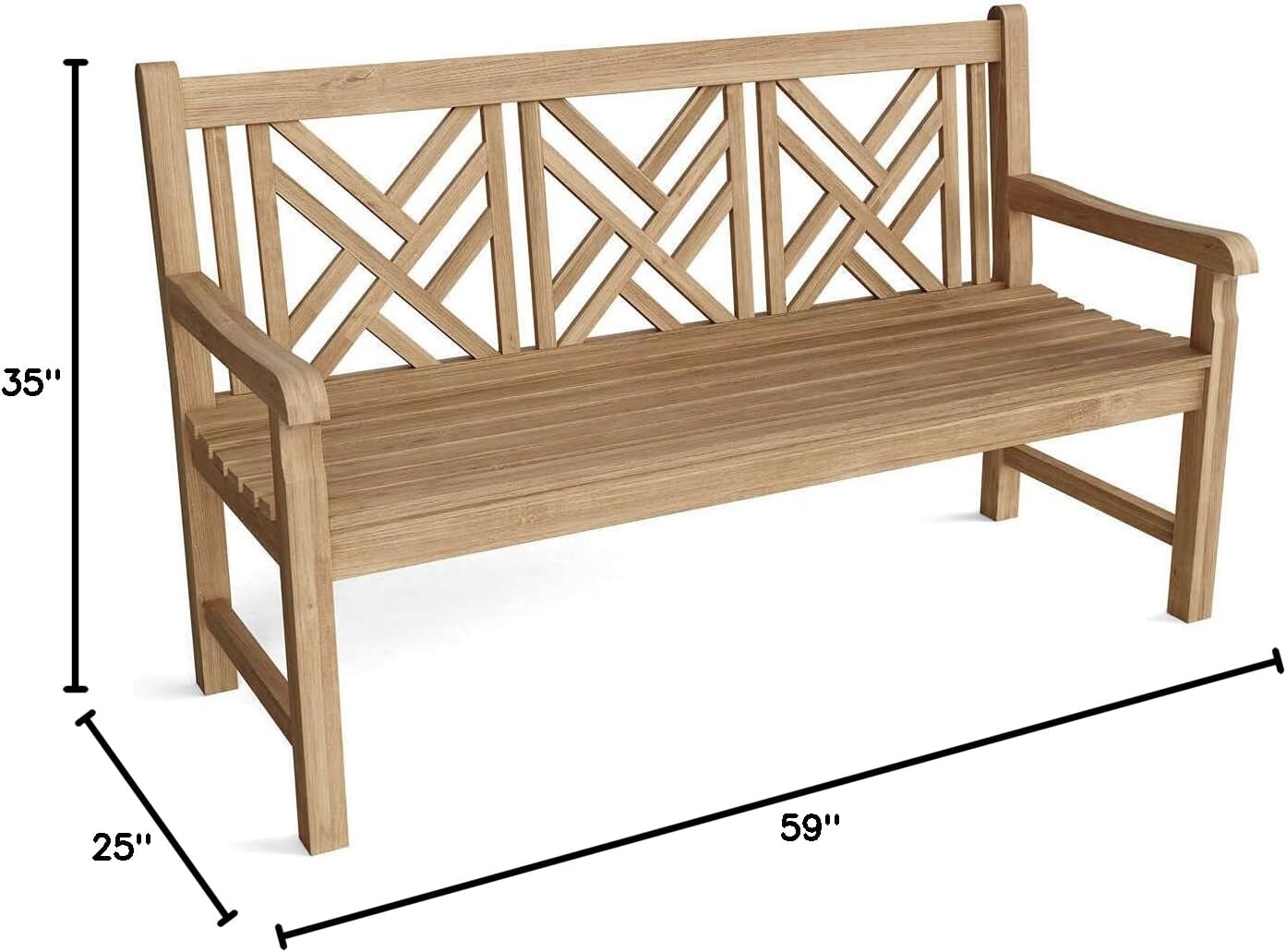 Anderson Teak BH-122 Vilano 3-Seater Bench, Golden Honey Teak