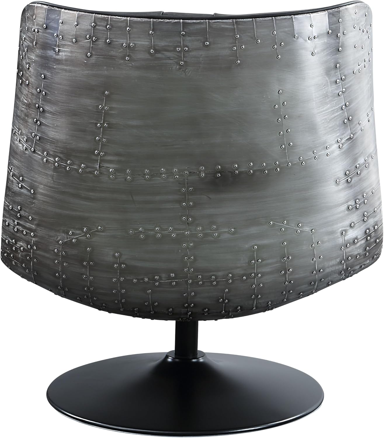 Acme Piotr Aluminum and Top Grain Leather Accent Chair with Swivel in Black