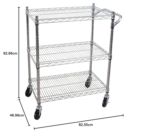 Oceanstar 3-Tier Heavy Duty All-Purpose Utility Cart, Chrome