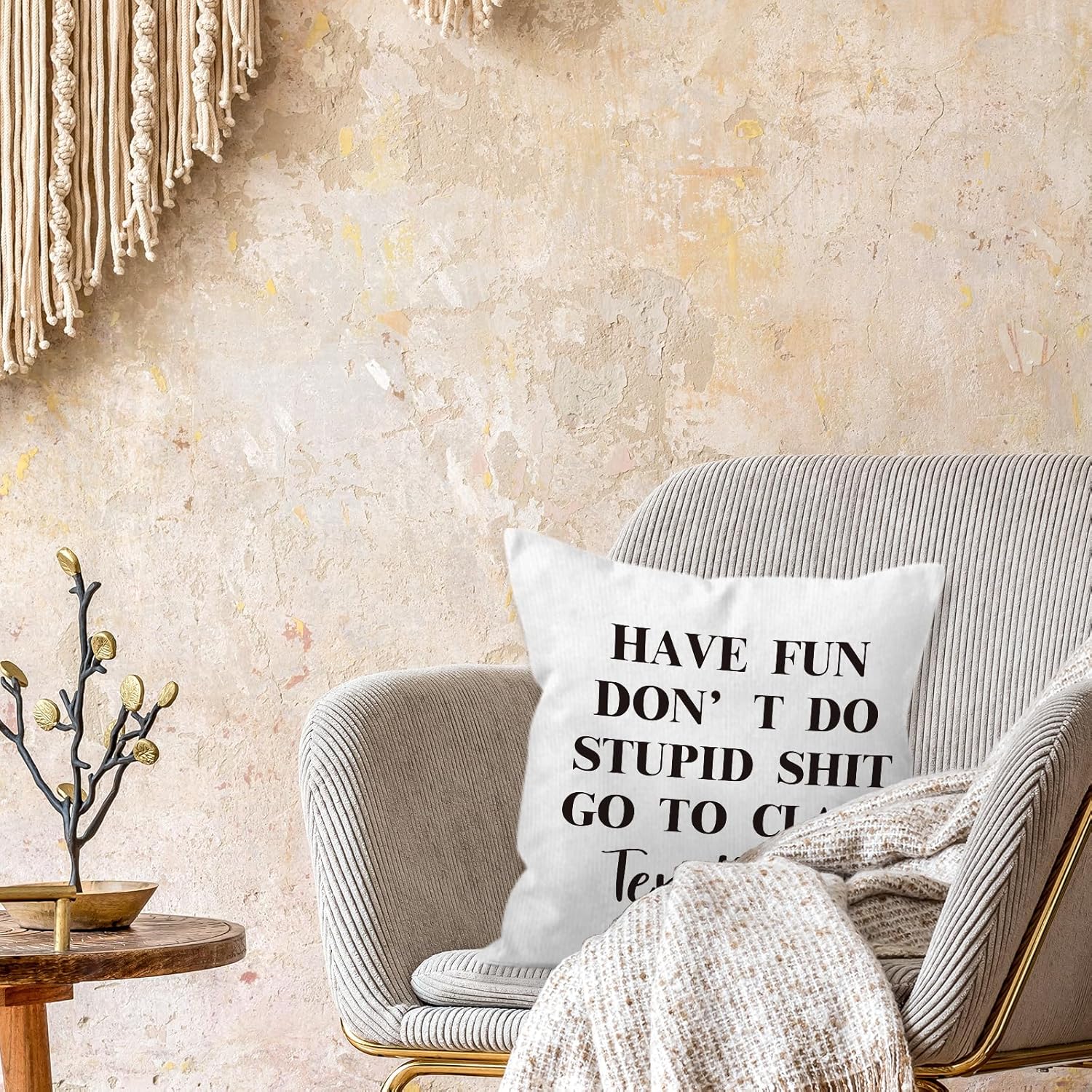 Funny Text Your Mom Throw Pillow Covers 18x18, College Dorm Room Classroom Decorative Square Pillow Cases, Have Fun Don't Do Stupid Go to Class Decor Pillowcases, Back to School Gifts