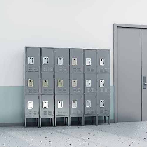 Metal Locker 2 Doors Employees Locker Storage Cabinet Locker School Hospital Gym Locker Requires Assembly (Grey, 2 Doors)