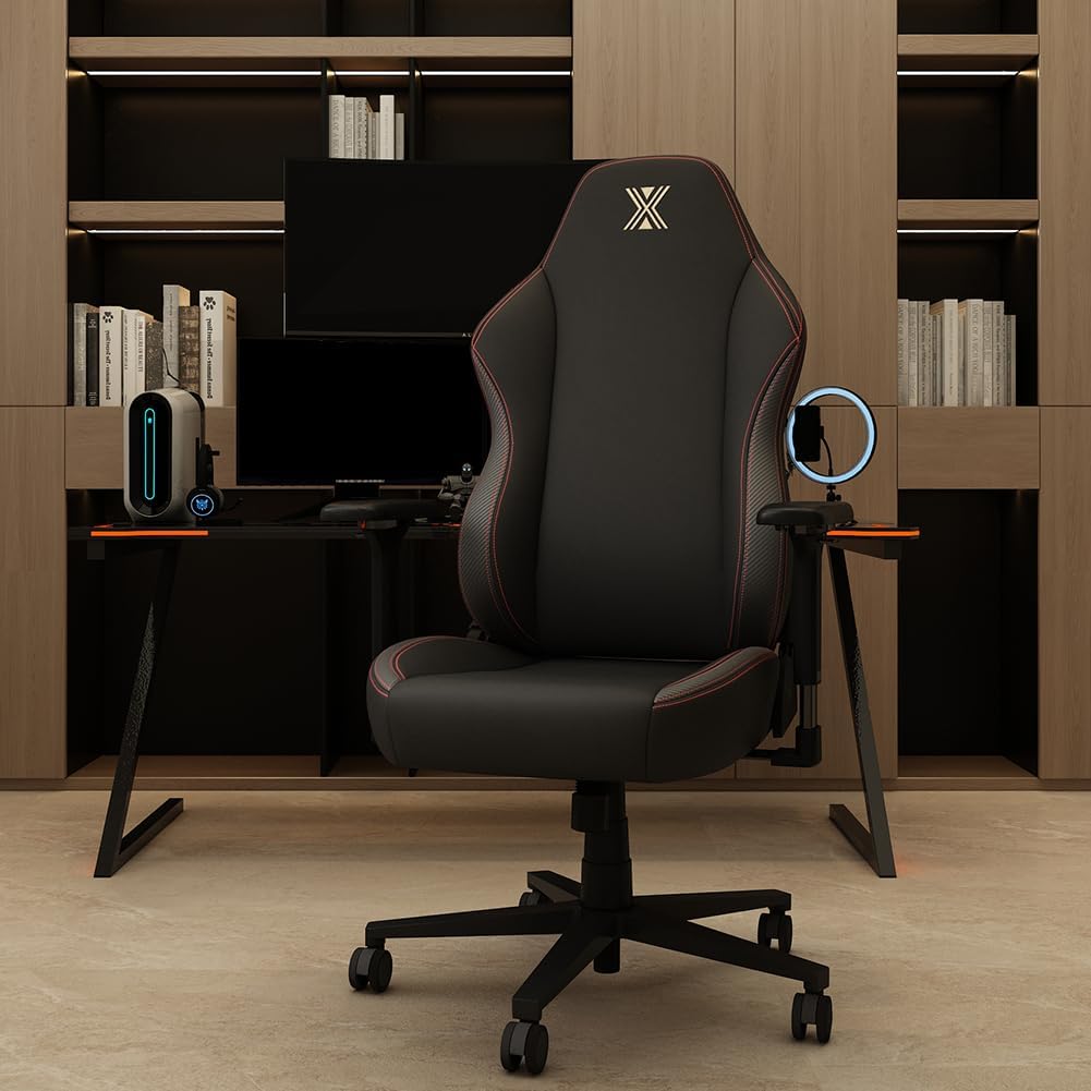 PC Gaming Chair Ergonomic Office Chair Desk Chair with Lumbar Support Flip Up Arms Headrest PU Leather Executive High Back Computer Chair for Adults Women Men (PU Black)
