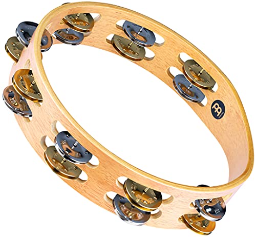 Meinl Percussion Traditional Tambourine with Nickel Plated Steel and Solid Brass Jingles, Double Row-NOT Made in China-Super Natural Wood Finish, 2-Year Warranty (TA2M-SNT)