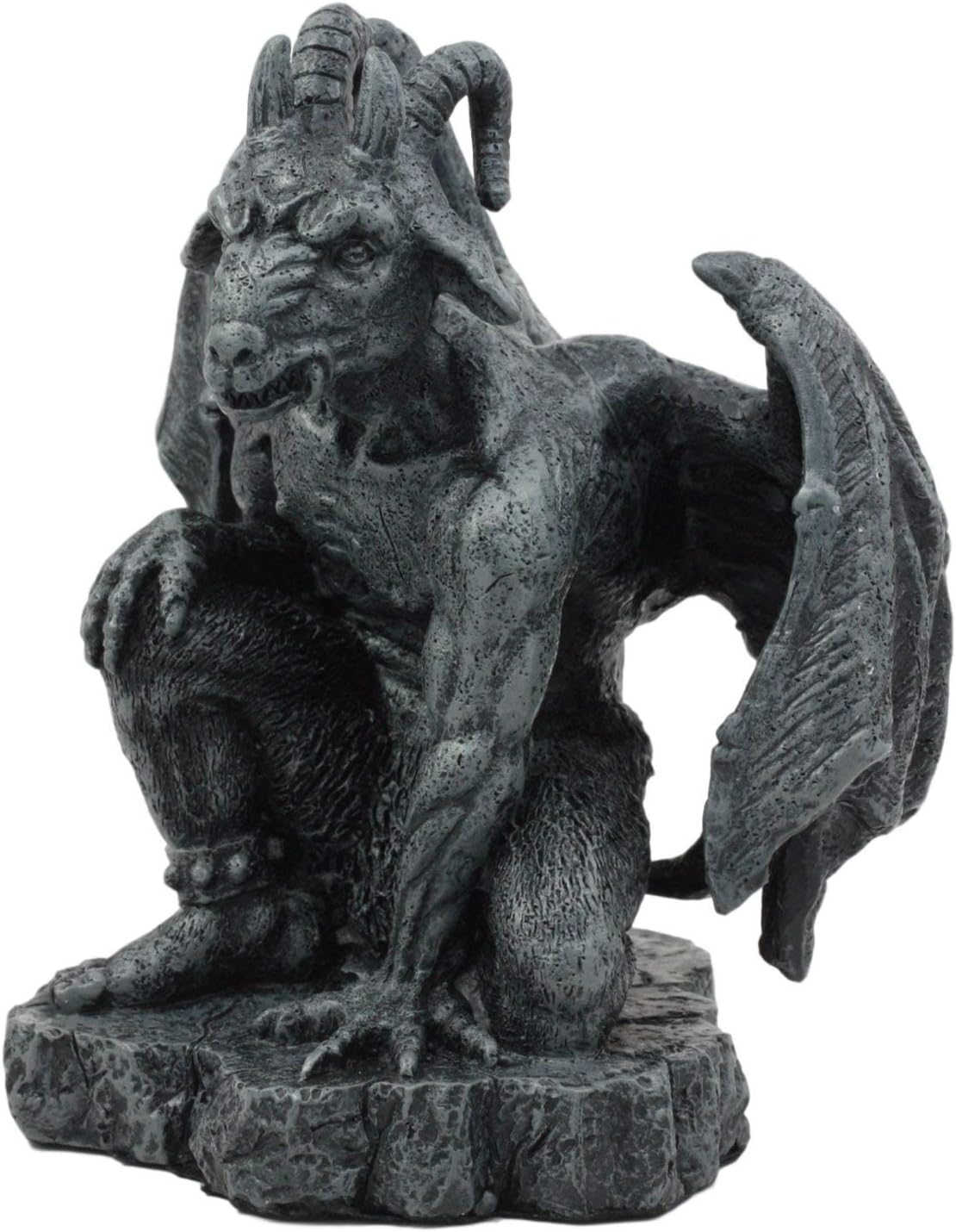 Ebros Gift Crouching Winged Guardian Baphomet Sabbatic Goat Gothic Gargoyle Statue Faux Stone Resin Devil Chimera Warden of Evil Sculpture