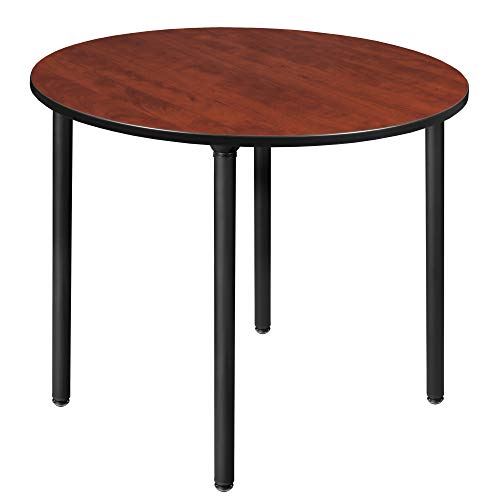 Regency Round Folding Breakroom Dining Tables, Medium, Cherry/Black
