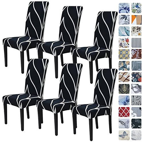 SPRINGRICO Chair Covers for Dining Room Set of 4, Stretch Dining Chair Cover, Washable Spandex Kitchen Parsons Chair Slipcovers, Removable Seat Protector for Home or Party (4 Pack, Floral Beige)