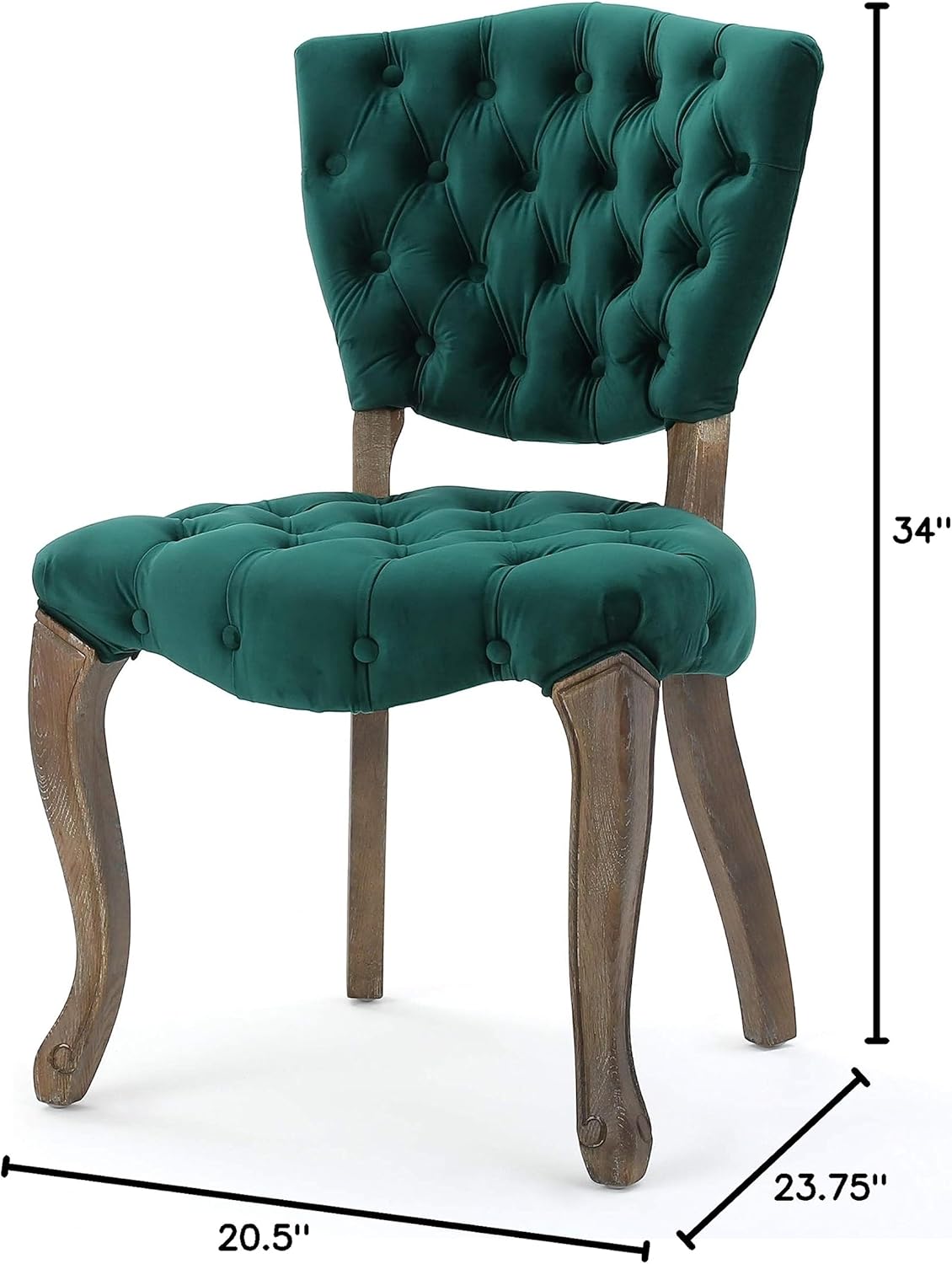 Christopher Knight Home Bates Tufted Velvet Fabric Dining Chairs, 2-Pcs Set, Dark Green