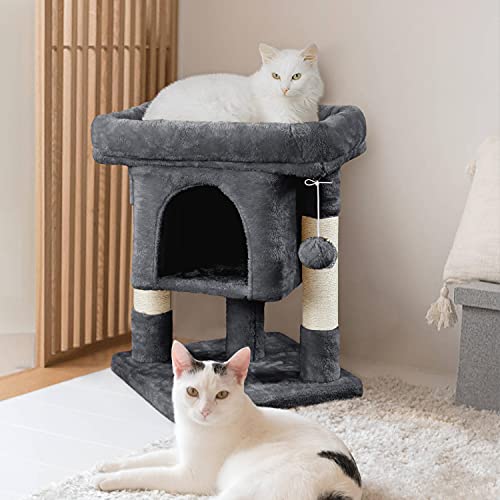 Yaheetech 23.5in Cat Tree Tower, Cat Condo with Sisal-Covered Scratching Posts, Cat House Activity Center Furniture for Kittens, Cats and Pets - Black