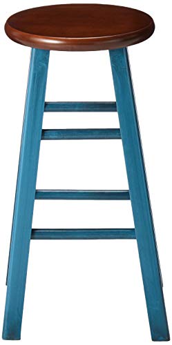 Winsome Wood Ivy Stools Rustic Teal/Walnut and Rustic Light Blue/Walnut