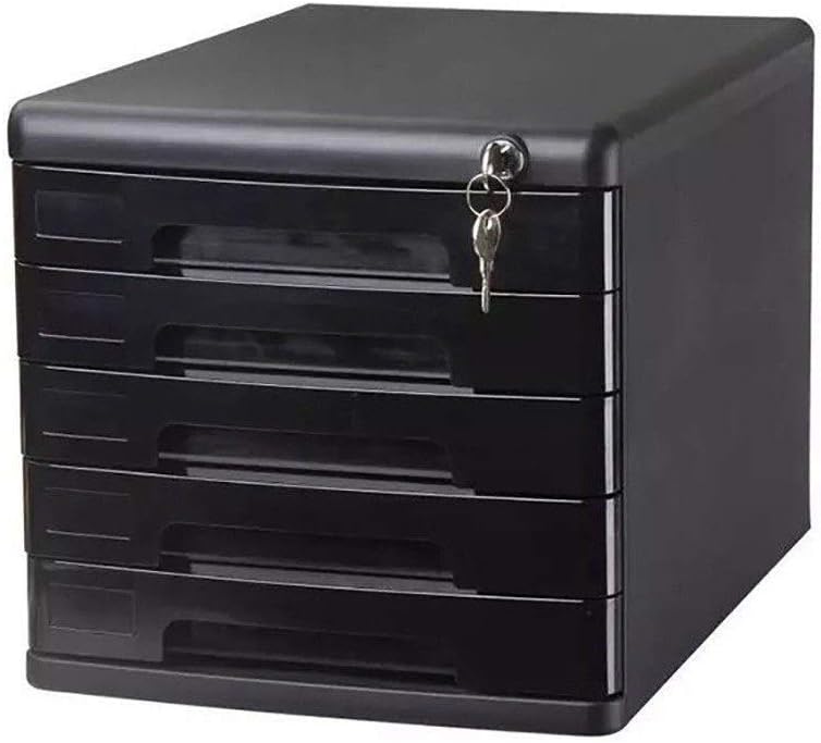 Desktop File Cabinet, Office Storage Box with Lock/Blank Label, 5-Layer Drawer Storage Organization-2Color (Color : B1)