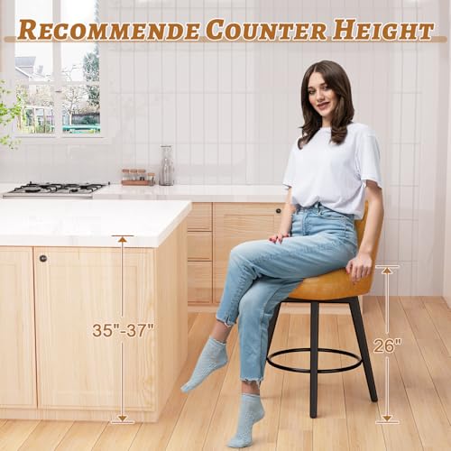 Sunny Heart Swivel Bar Stools with Backs,30