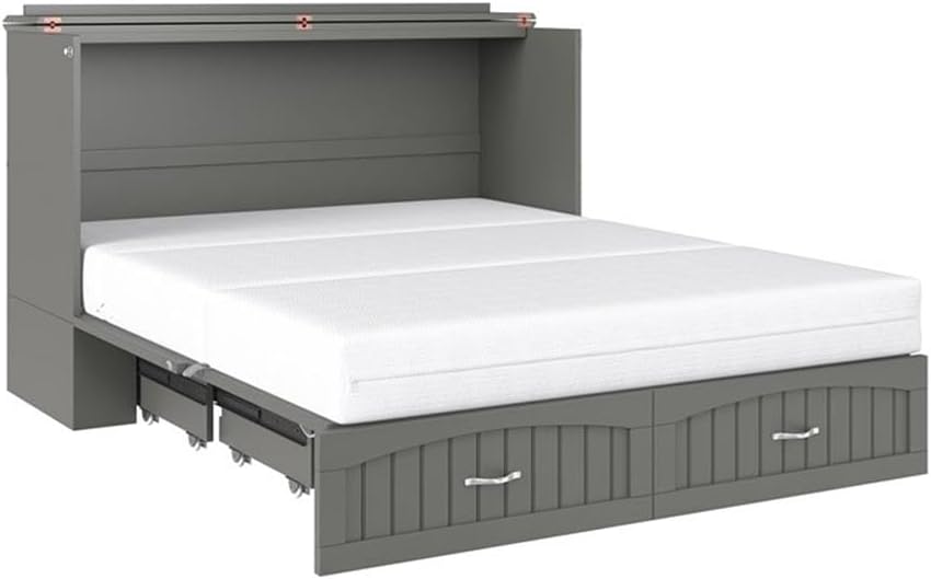 BOWERY HILL Traditional Solid Wood Bed Chest with USB Charging Station in Gray