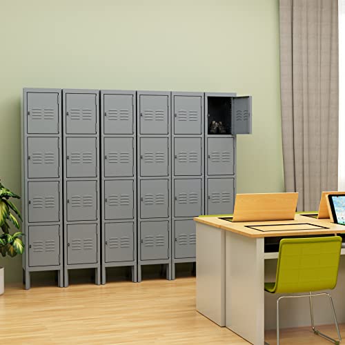 Yizosh Metal Lockers for Employees with Lock, Employees Locker Storage Cabinet with 3 Doors, Tall Steel Storage Locker for Gym, School, Office