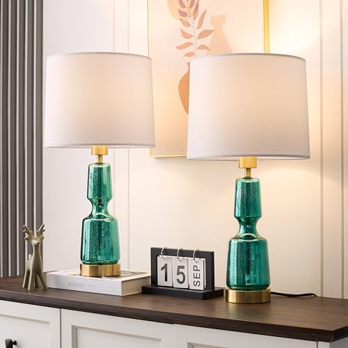 Farmhouse Rustic Table Lamps Set of 2 for Bedroom Living Room End Table Dark Brown Terracotta Nightstand Lamps Bedside Lamps Home Decor 21” Tall, Bulbs Included