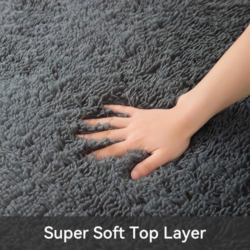 Poboton Area Rugs for Bedroom Living Room, 4X6 Ft Rainbow Fluffy Washable Rug, Modern Shaggy Carpets Fuzzy Rug for Kids Boys Girls Dorm Nursery Home Decor Aesthetic, Upgrade Anti-Skid Durable