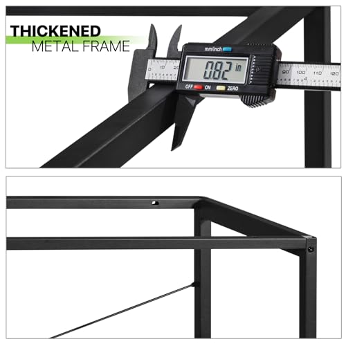 Magshion 47 Inch Computer Desk, Computer Desk with Shelves, Home Office Writing Desk, PC Table withe 2 - Tier, Black Metal Frame, Rustic Brown