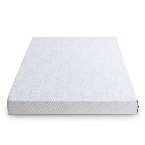 EGO Blue 12 Inch Twin Memory Foam Mattress, Bed in a Box, Green Tea and Cooling Gel Infused, CertiPUR-US Certified, Made in USA, Medium-Plush, 38”x75”x12”, White