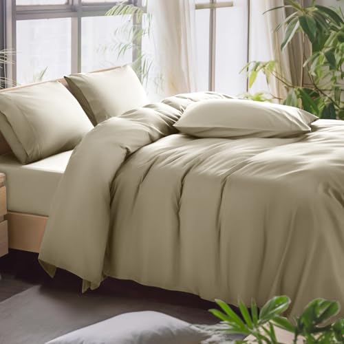 Shilucheng 100% Egyptian Cotton Queen Size Sheets Set - 1000 Thread Count，Luxury Cotton Bed Sheets，Breathable & Cooling Bedding and Pillow Cases, 16 Inch Deep Pocket - 4 Piece (Dark Grey, Queen)