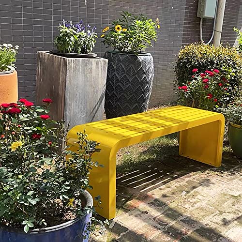 Steel Frame Outdoor Bench,Outdoor Benches Weatherproof,Outdoor Metal Bench Porch Tables for Outside,Premium Porch Benches Seat Park Bench Patio Bench Garden Bench(39.3x15.8x17.8inch, Brown)